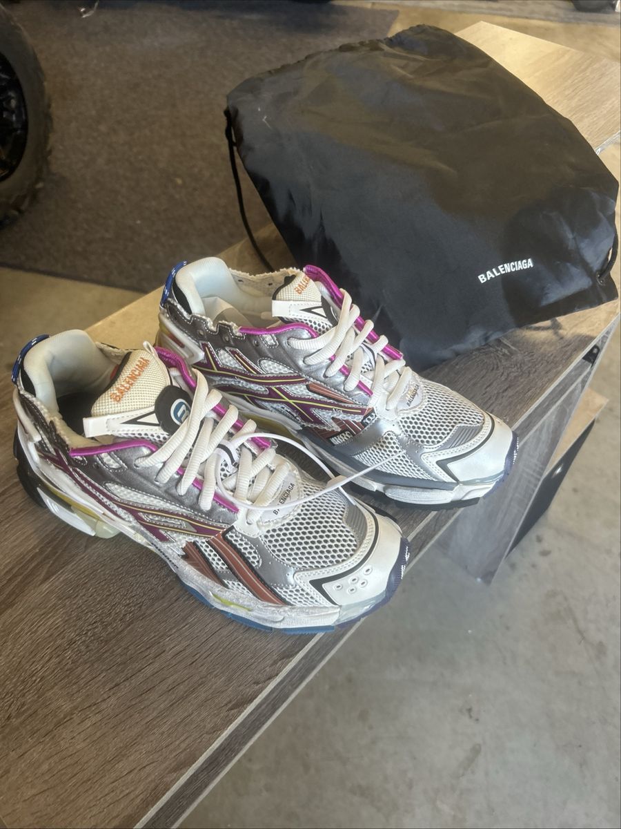 Balenciaga Runner Sneakers Multi Metallic Silver White Pink