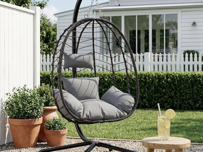 New Hanging Egg Chair with Stand Brown Grey