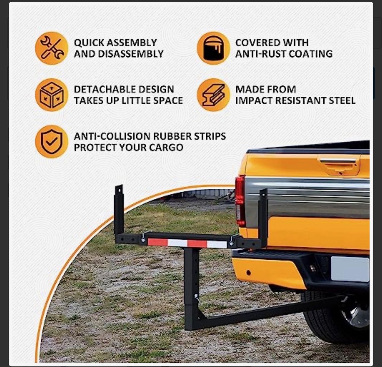 Brand new Adjustable Anti-Rust Truck Bed Extender/Ladder Rack - Impact Resistant Steel, Detachable Design