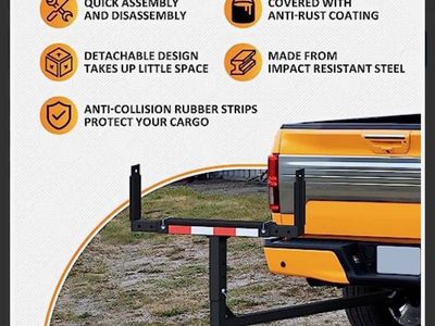 Brand new Adjustable Anti-Rust Truck Bed Extender/Ladder Rack - Impact Resistant Steel, Detachable Design