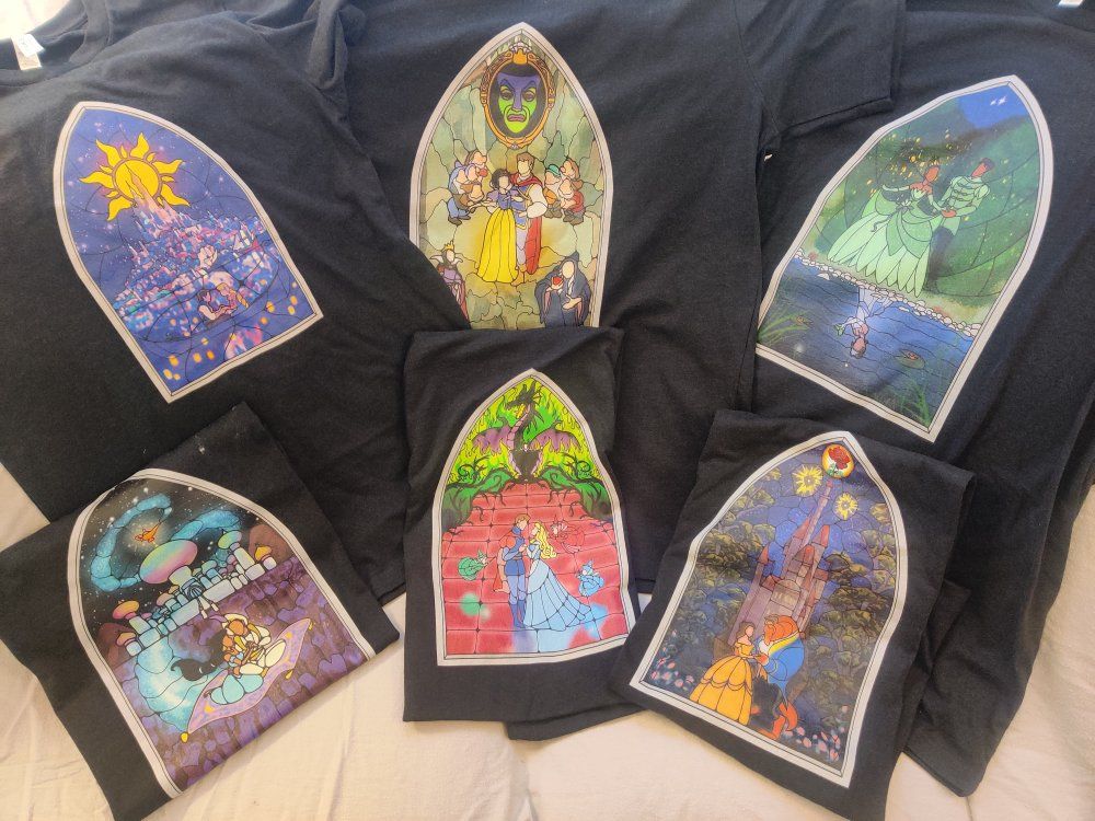 Disney Princess stained glass tees