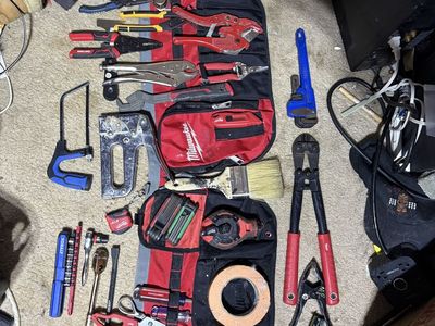 Milwaukee Packout Tool Roll & Assorted Hand Tools - Wrenches, Pliers, Cutters, Saws
