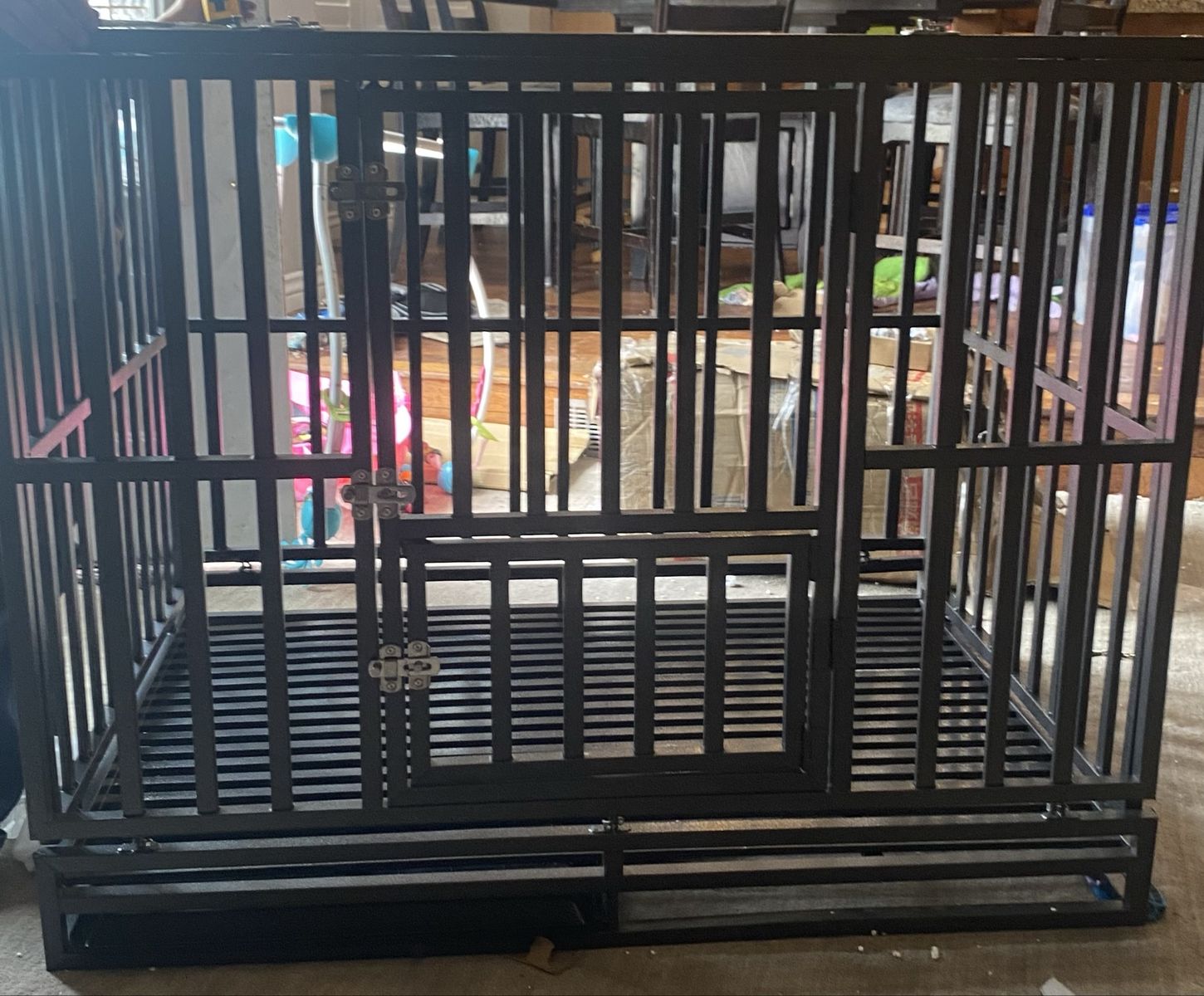 Dog crate/ cage with wheels and three doors
