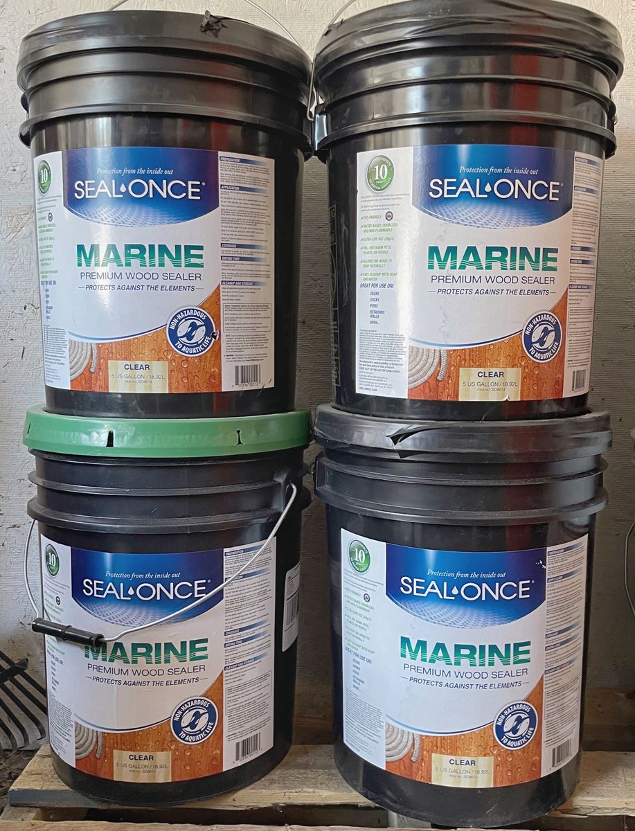 Excess Product after HOA Deck Refinish Project -- 4x5 Gal Seal Once Marine Premium Wood Sealer -- Clear