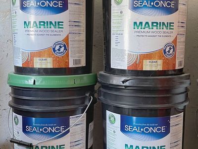 Excess Product after HOA Deck Refinish Project -- 4x5 Gal Seal Once Marine Premium Wood Sealer -- Clear
