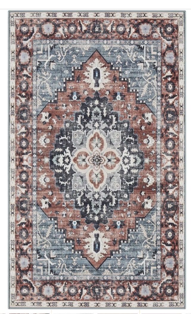 3 colNew 9x12 Area Rug, Non-Slip Carpet, Traditional Vintage Style, Machine Washable, Bedroom Kitchen Living Rooms