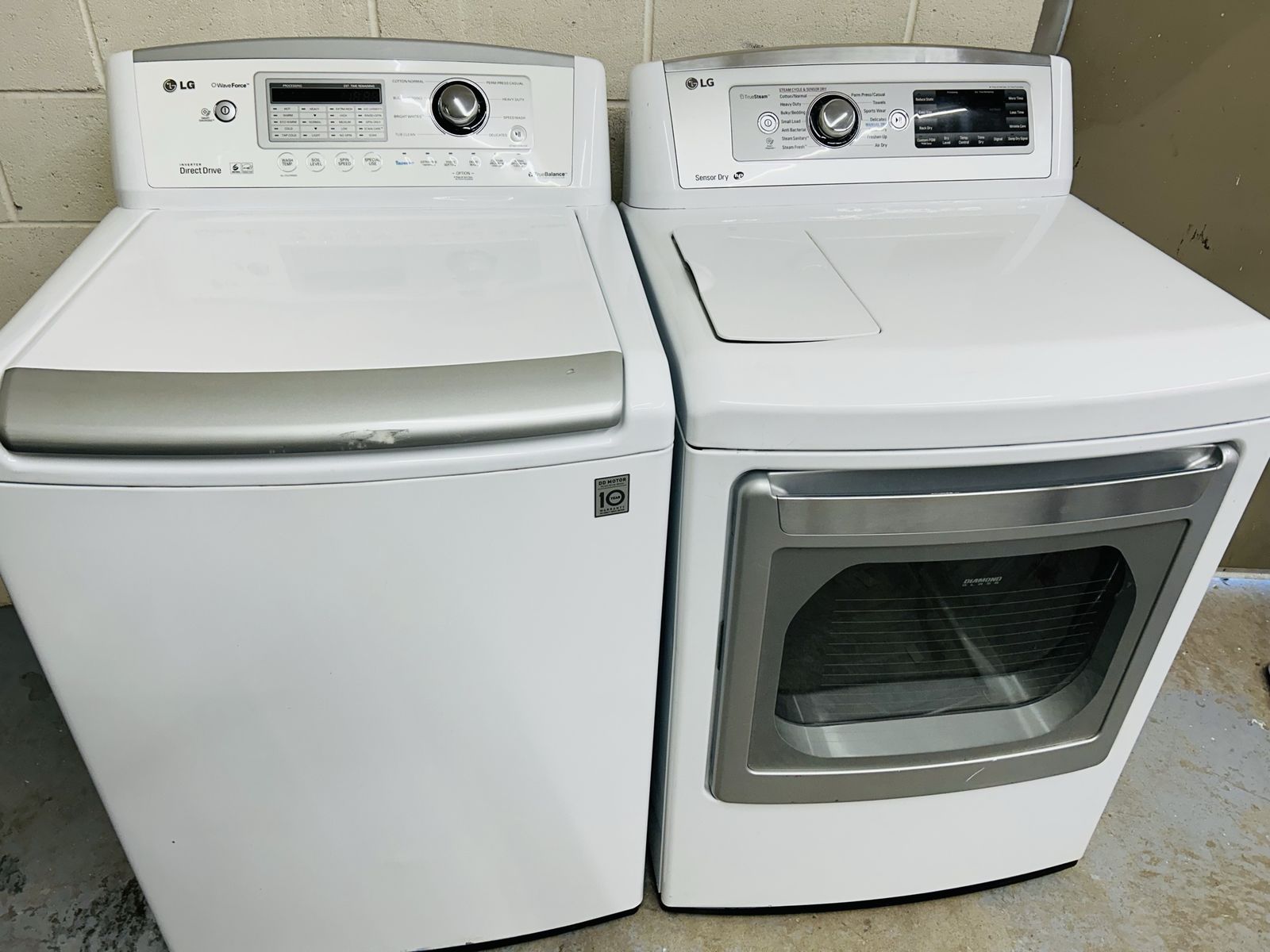 LG super capacity washer and dryer set