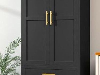 New - 71" Metal Armoire Wardrobe Closet, Tall Clothing Storage Cabinet