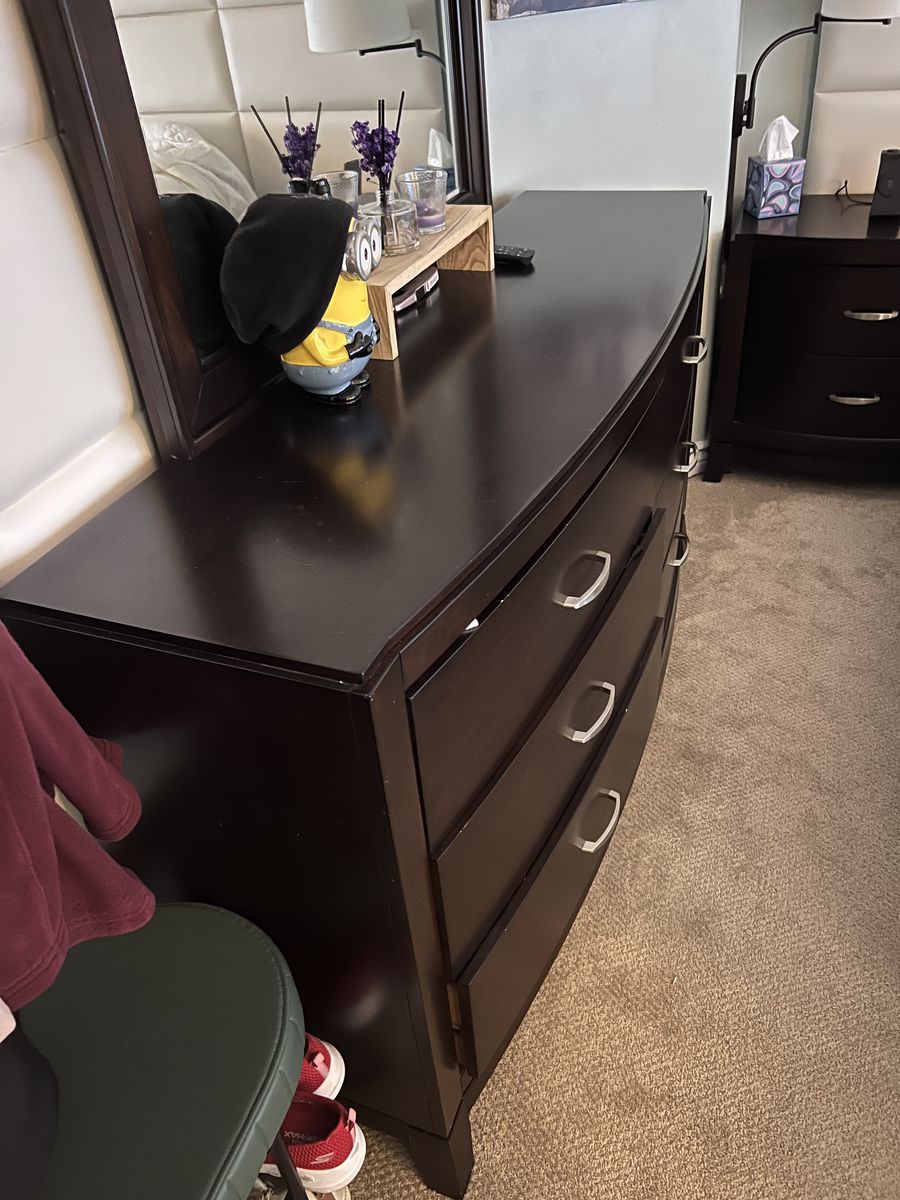 Dark Espresso Solid Wood RC Willey Dresser and Mirror