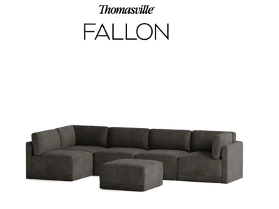 Thomasville Fallon Modular Sectional 6-piece Gray with Ottoman