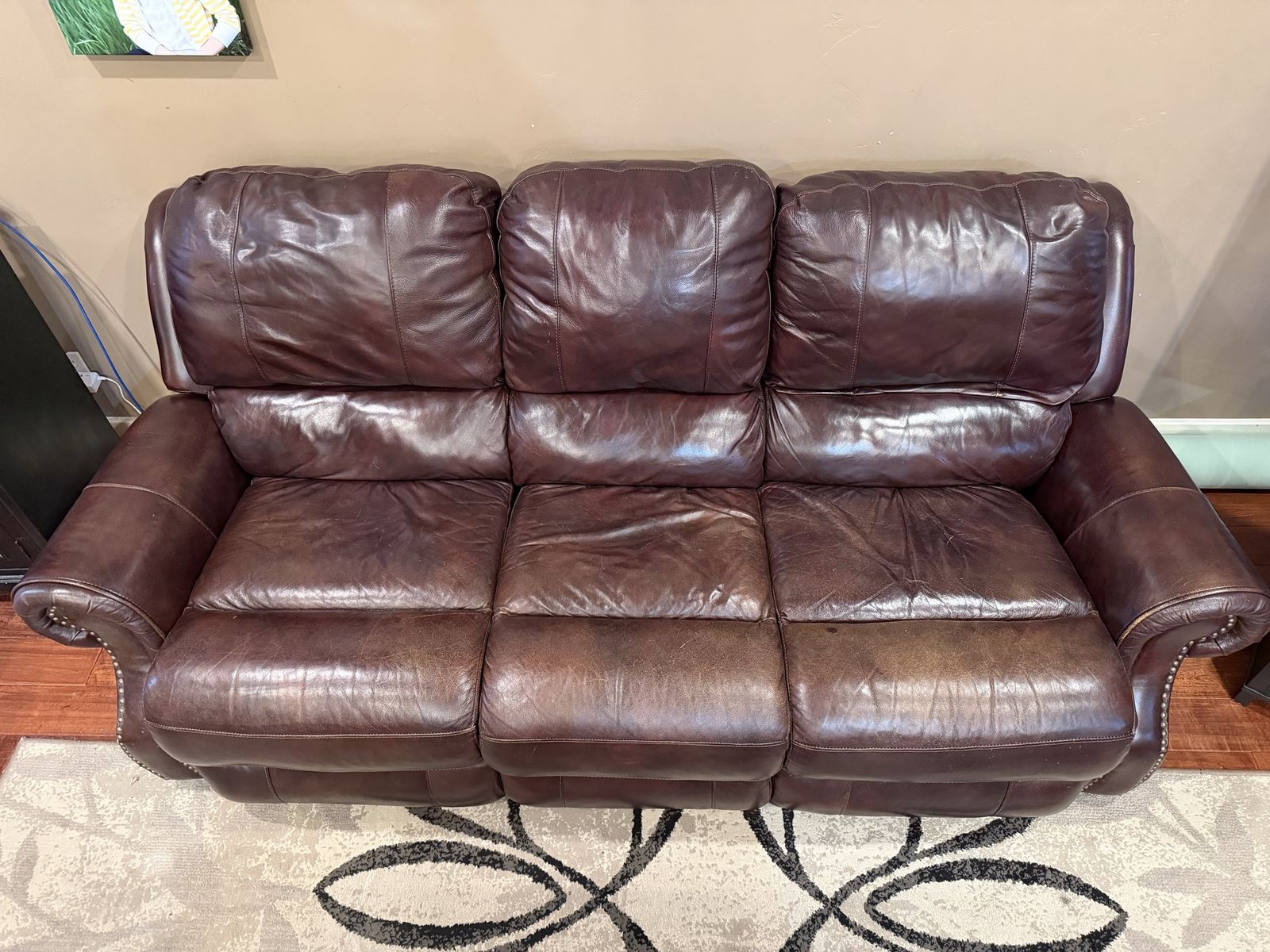 Power reclining leather couches