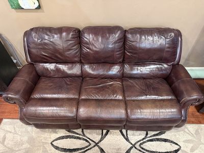 Power reclining leather couches