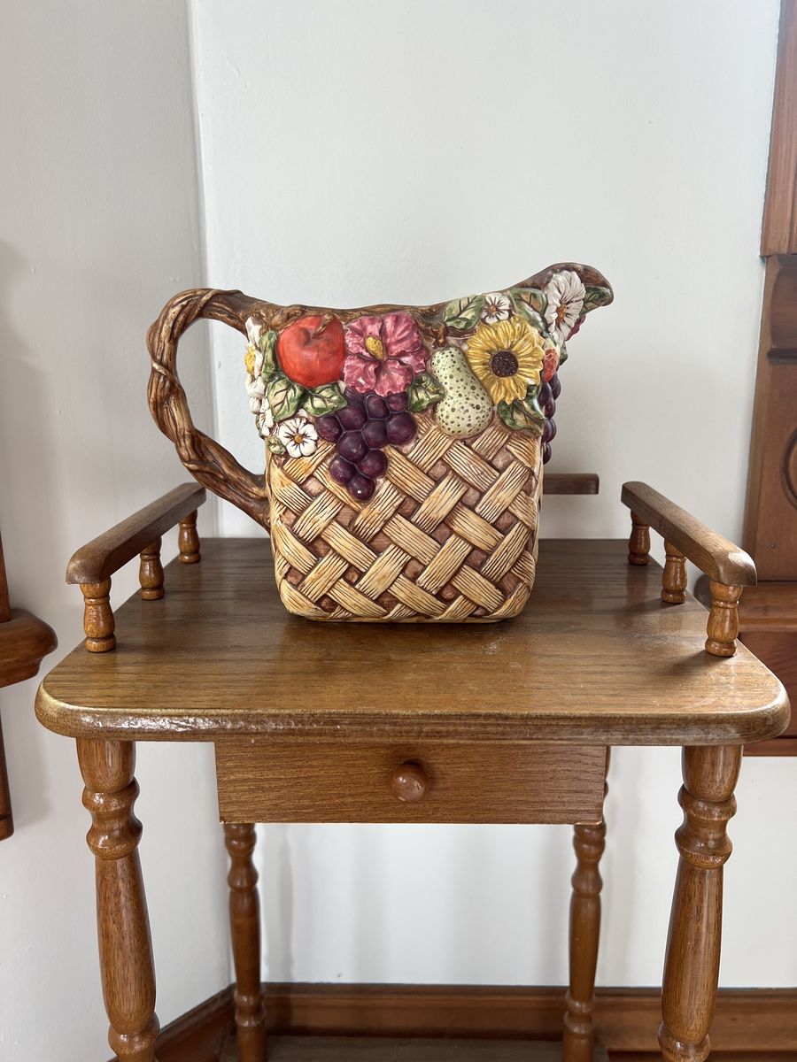 Fruit Flower Ceramic Basket Pitcher