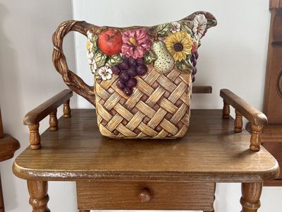 Fruit Flower Ceramic Basket Pitcher