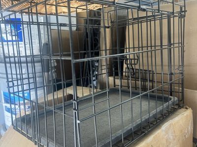 Folding Wire Pet Crate - Small, Black, Portable Dog/Cat Kennel with Removable Tray