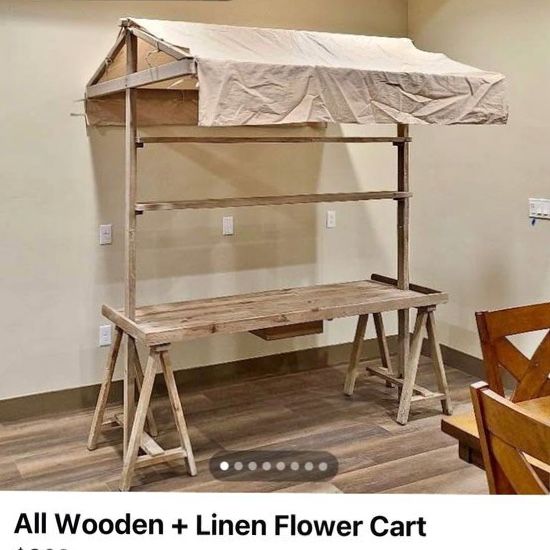 All Wooden & Linen Flower Cart - Market Display Stand for Private or Commercial Use