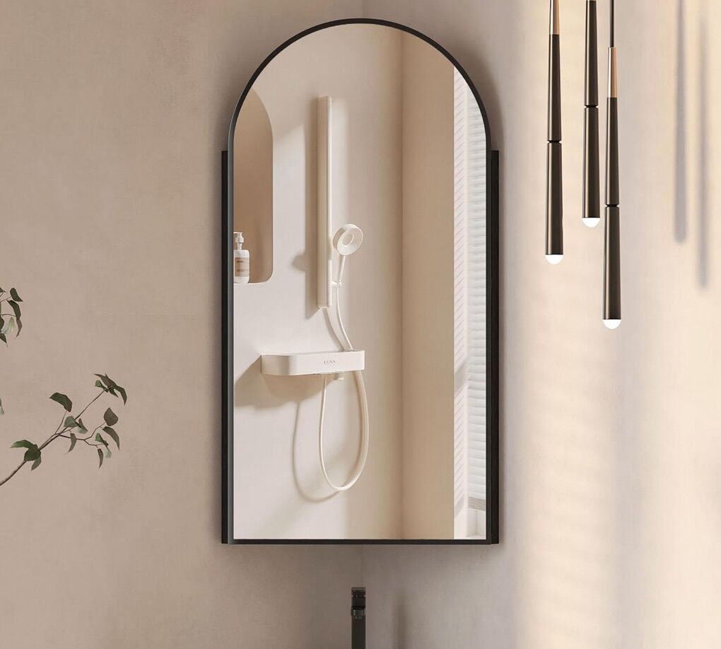 Black Corner Medicine Cabinet with Mirror, NEW