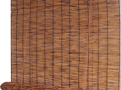 Bamboo Blinds Indoor, Outdoor Roll up Cordless Roller Shades Privacy Screen Retro Roll-up Reed Shade with Lifter