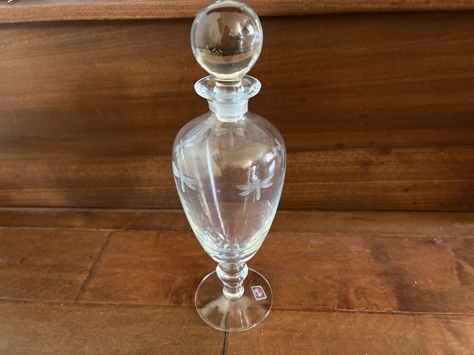 Stimas Romania Glass W/ Stopper Etched Dragonflies