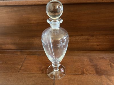 Stimas Romania Glass W/ Stopper Etched Dragonflies