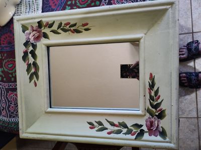 Hand Painted Floral Wall Mirror -