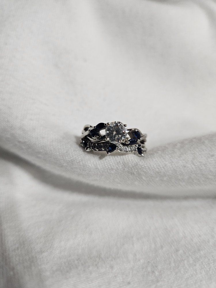 Custom half carat natural diamond ring engagement and wedding ring set in platinum size 6