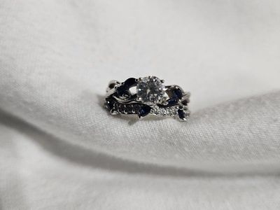 Custom half carat natural diamond ring engagement and wedding ring set in platinum size 6