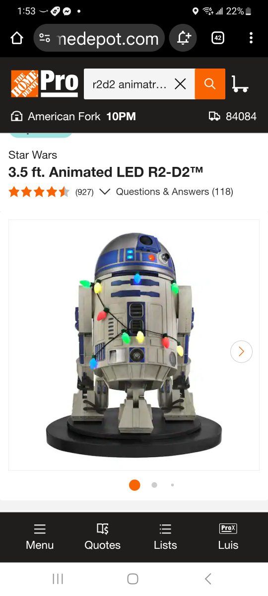 Life-size R2D2 animatronic