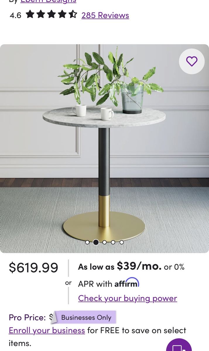 Nathan James Faux Marble Bistro Table
