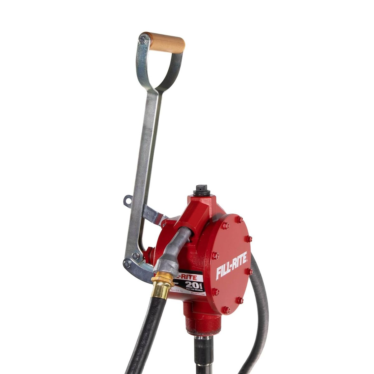 FILL-RITE FR152 FUEL TRANSFER PISTON HAND PUMP WITH HOSE & NOZZLE SPOUT, RED-NEW IN ORIGINAL BOX!!!