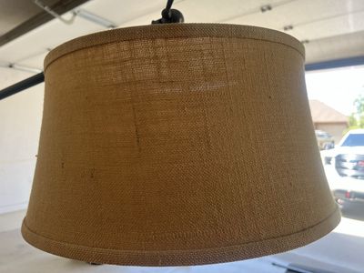 Pottery Barn - Industrial Style Floor Lamp with Burlap Shade, Adjustable Arm