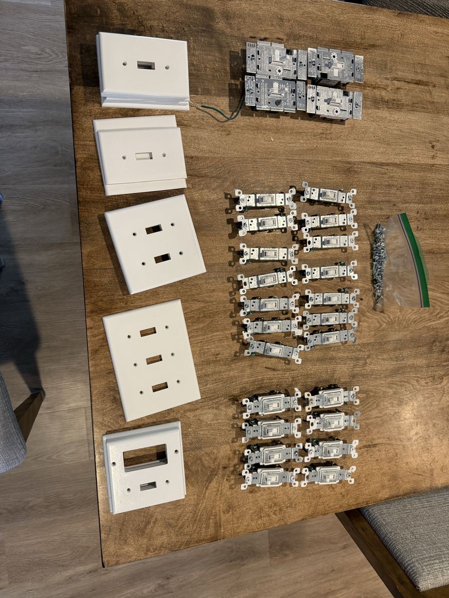 Assorted White Wall Plates, Toggle Switches & Dimmer Switches