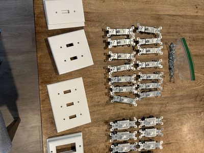 Assorted White Wall Plates, Toggle Switches & Dimmer Switches
