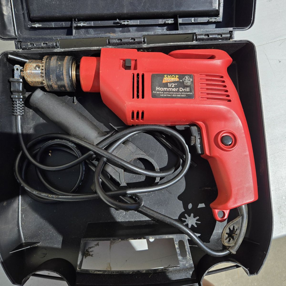Shop Source 1/2" Hammer Drill - Corded Electric Power Tool with Case