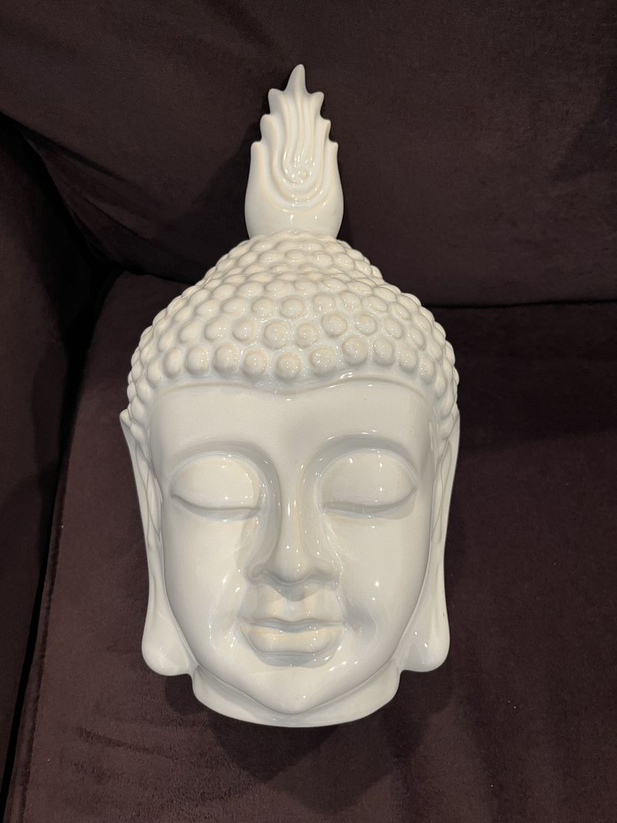 White Ceramic Zenya  Buddha Head Statue Home Decor Sculpture