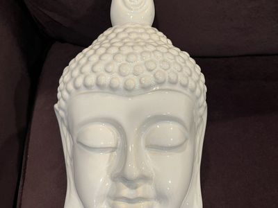 White Ceramic Zenya Buddha Head Statue Home Decor Sculpture