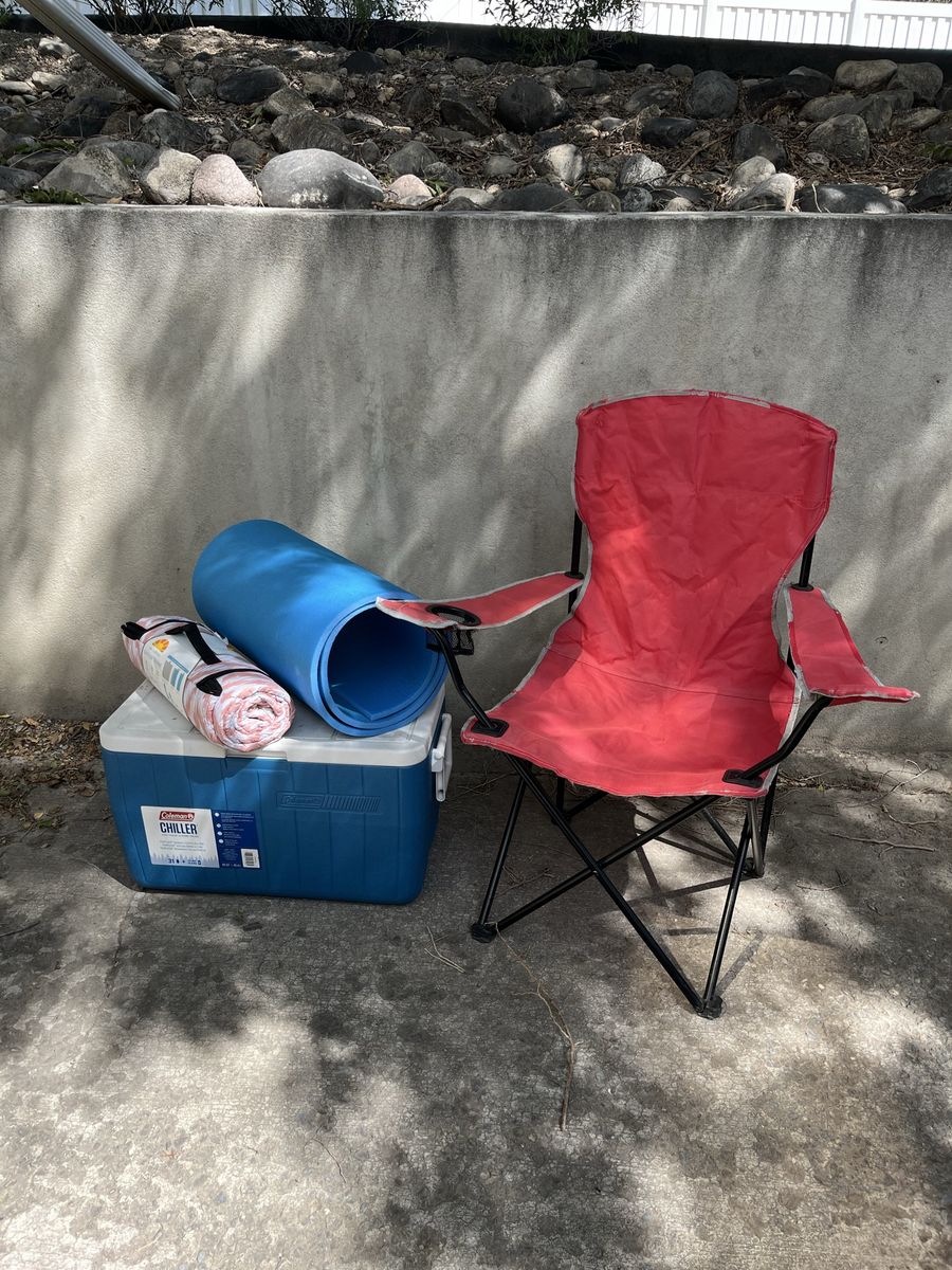 Camping and Outdoor Gear Bundle Including Cooler Mat and Chair