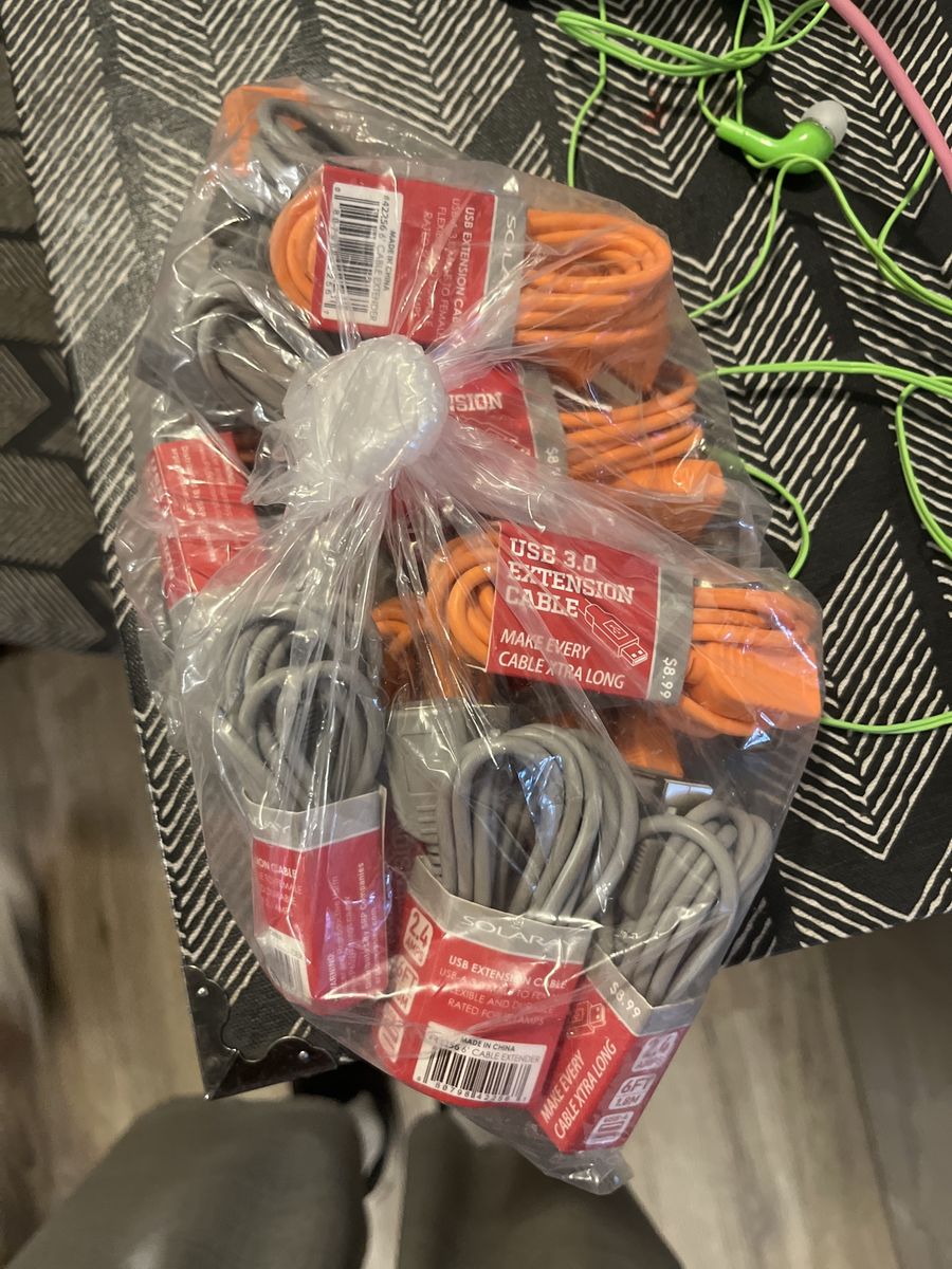 SOLARA USB 3.0 Extension Cables - Mixed Colors, Extra Long - Bulk Lot