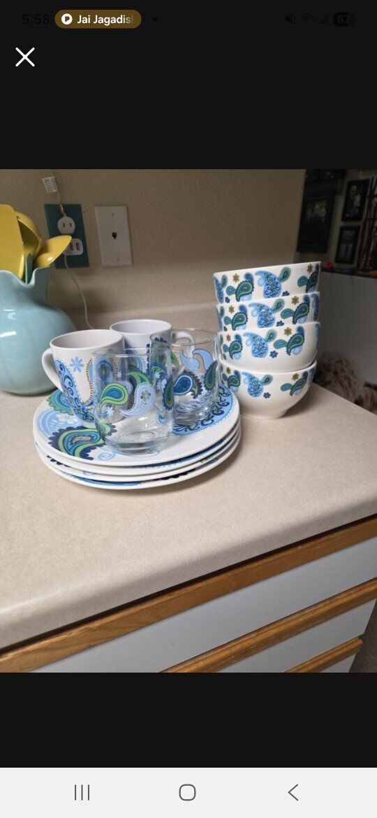 turquoise dish set