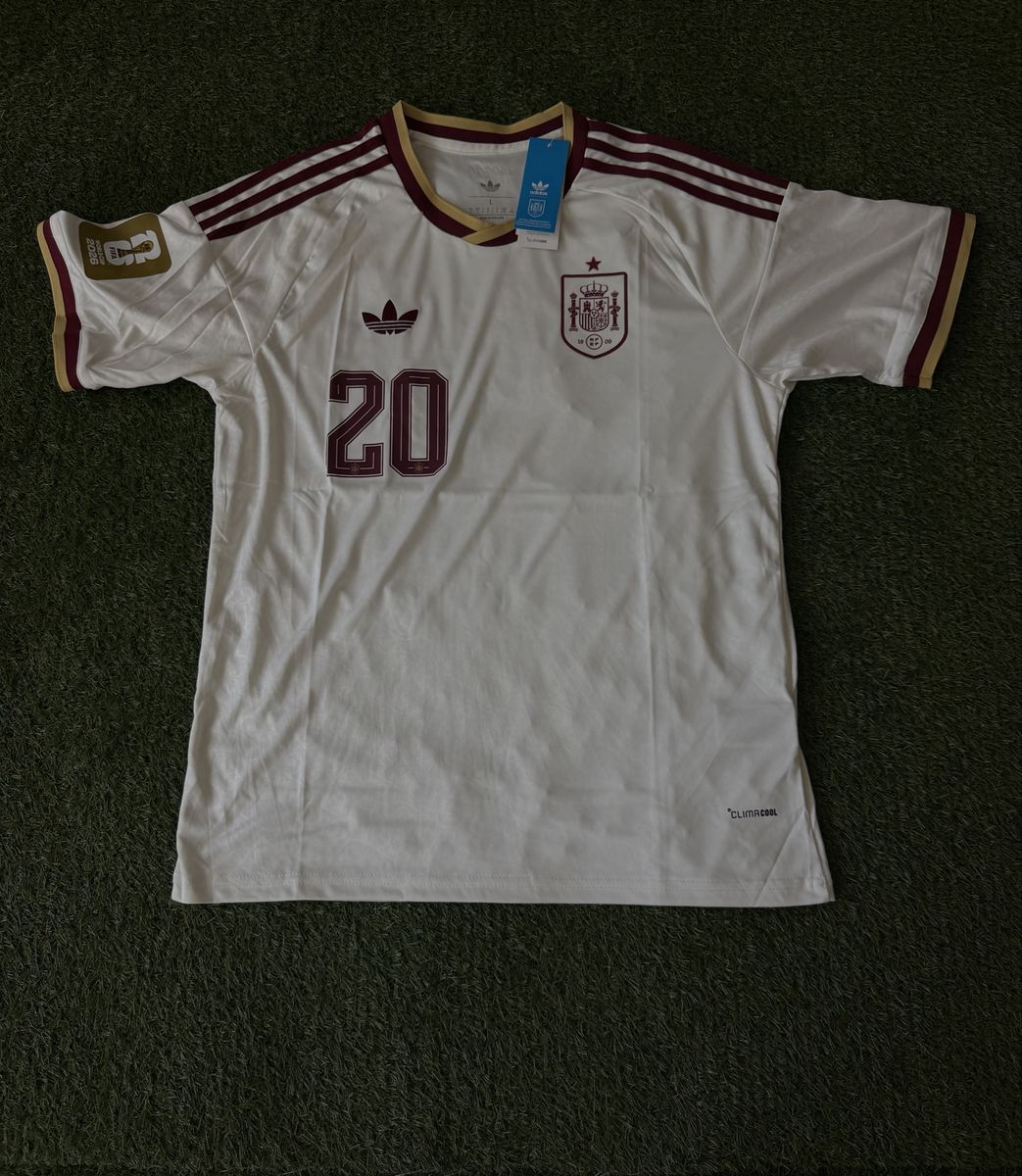 Adidas Spain Pedri #20 Climalite Soccer Jersey Men's White/Red Size L (New with Tags)