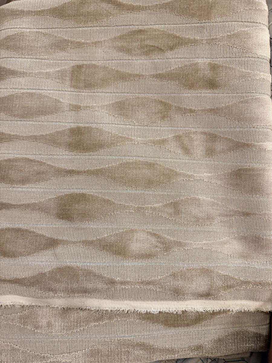 New. Designer Luxurious Tan Gold Wavy Textured Fabric - 57" Wide Upholstery/Craft Material 2.41 Yards