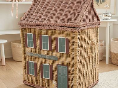 Vintage Wicker Ballet School Storage Hamper