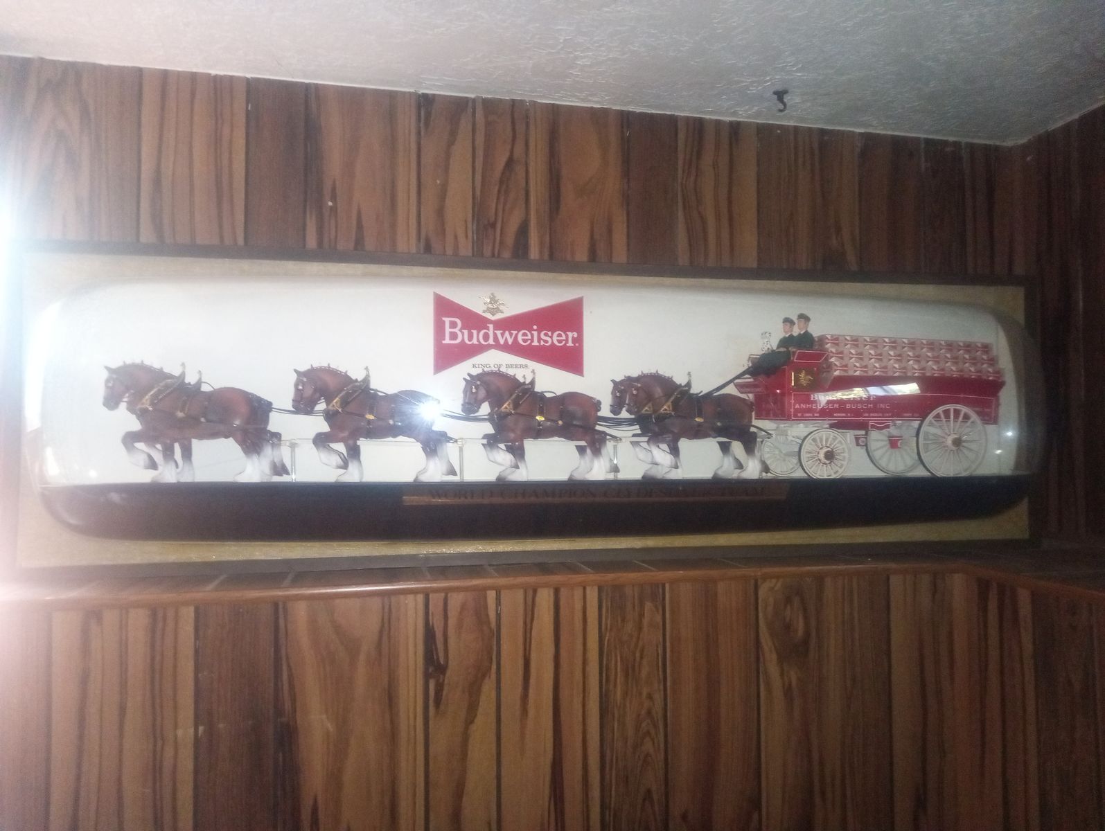 Vintage Budweiser Clydesdale World Champion Team Light-Up Bar Sign, Anheuser-Busch Decor