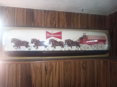 Vintage Budweiser Clydesdale World Champion Team Light-Up Bar Sign, Anheuser-Busch Decor