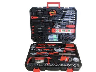 238-Piece Tool Set with Toolbox - Black & Red Carbon Steel Tool Kit for Home & Garage (17.91"L x 13.97"W x 3.34"H)