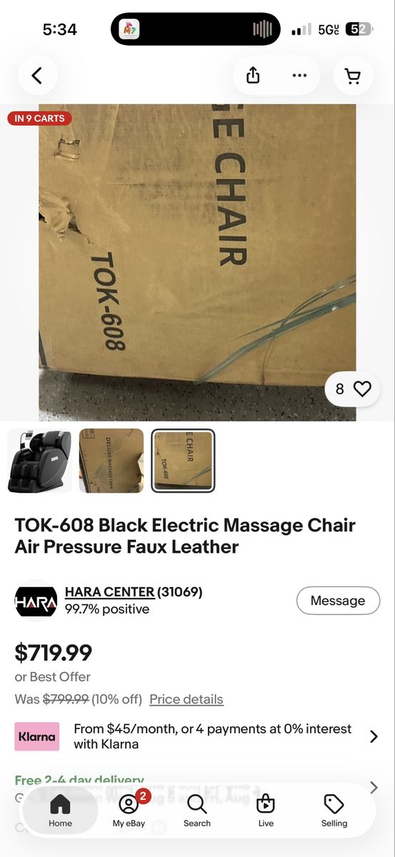 TOK-608 Black Electric Massage Chair Deluxe Air Pressure Faux Leather Recliner