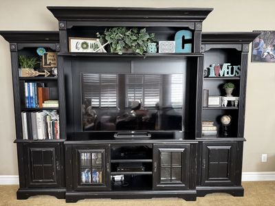 Black Entertainment Center with distressed edges