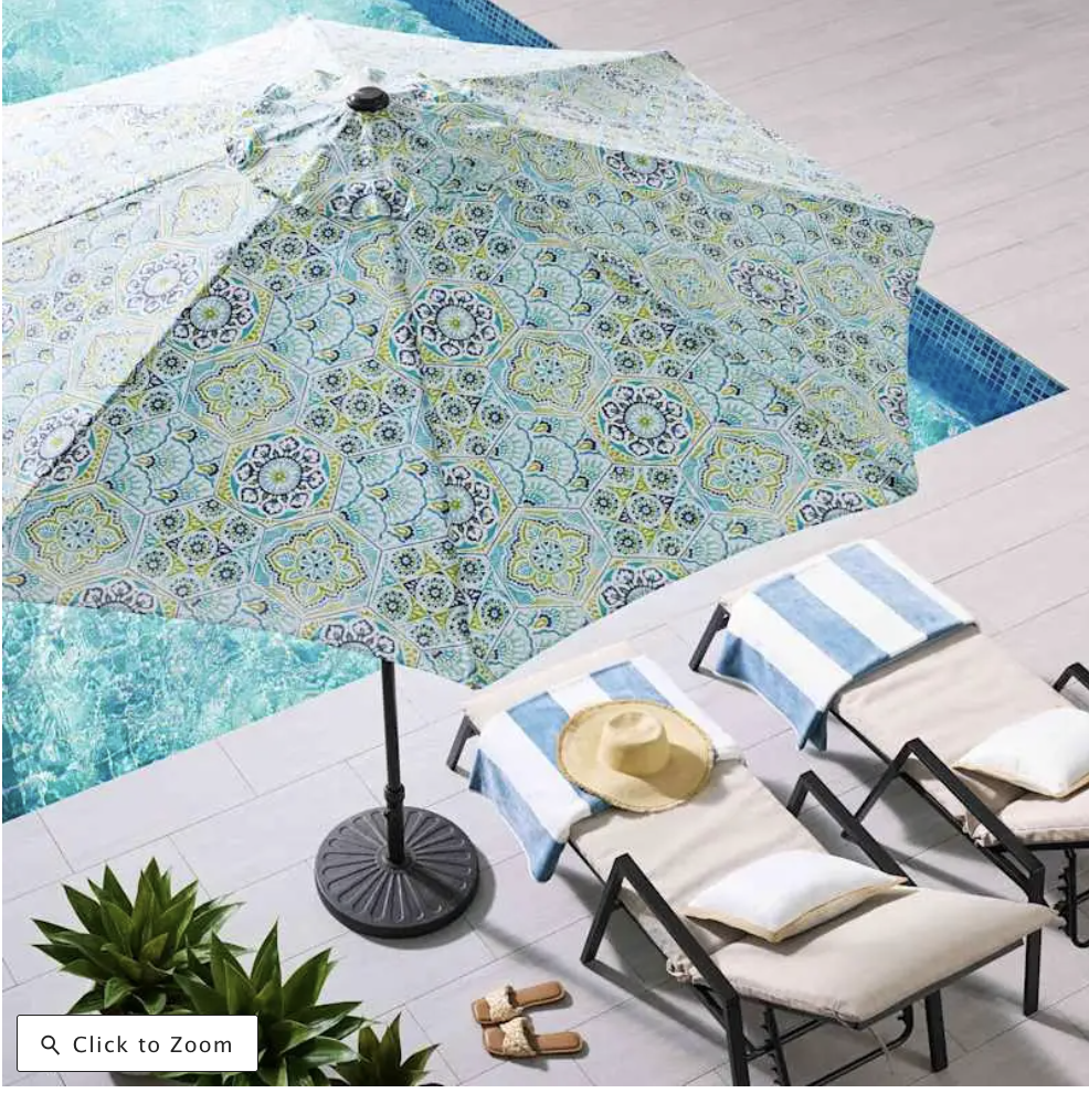 Brand New 9' Crank & Tilt Patio Umbrellas – At Home Calista Turquoise – $50 Each