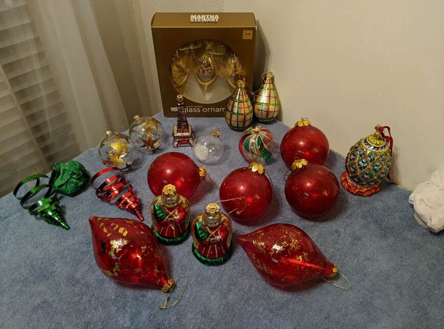 vintage glass christmas ornaments (20 pieces)