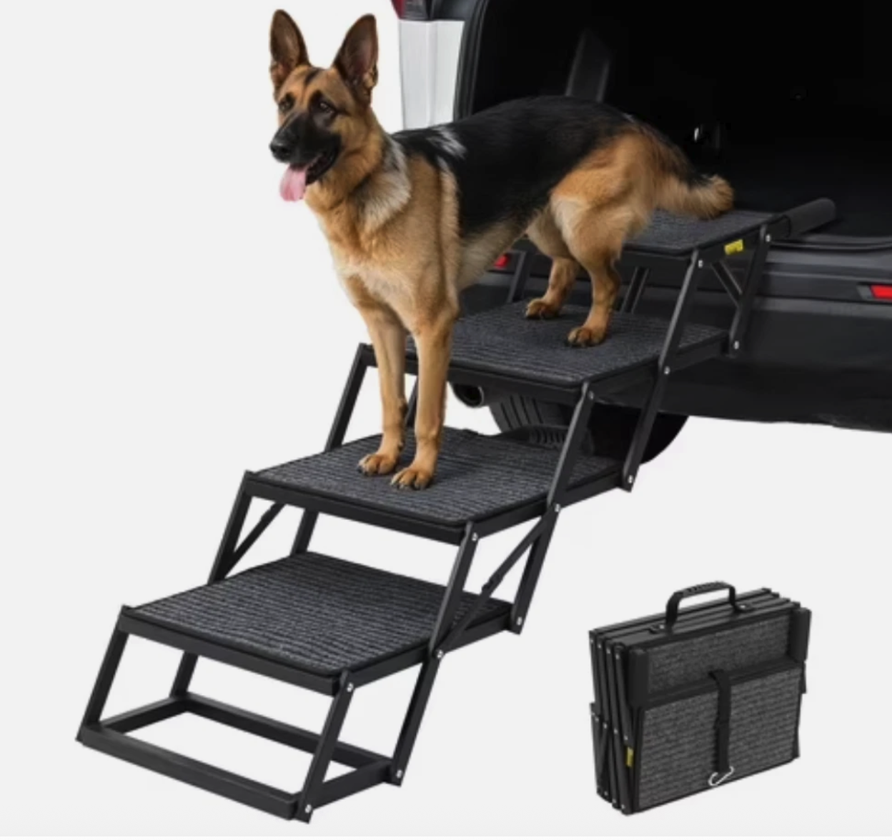 Veehoo Foldable Dog Steps for Car SUV Truck 4 Step Pet Stairs Ramp 200lb